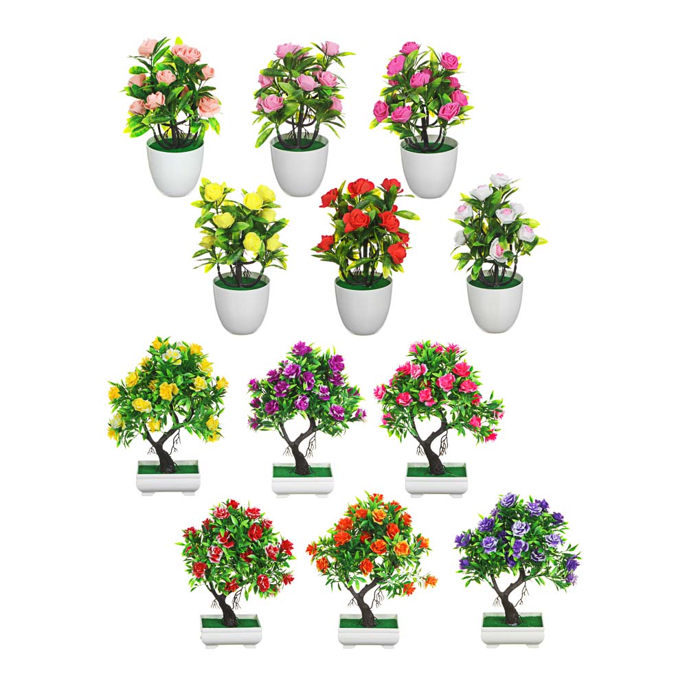 LADECOR Цветок искусственный декоративный в горшке, 25,5х9,5 см, 26х10,5х6,5 см, пластик, 6 цветов, арт.№ 501-472