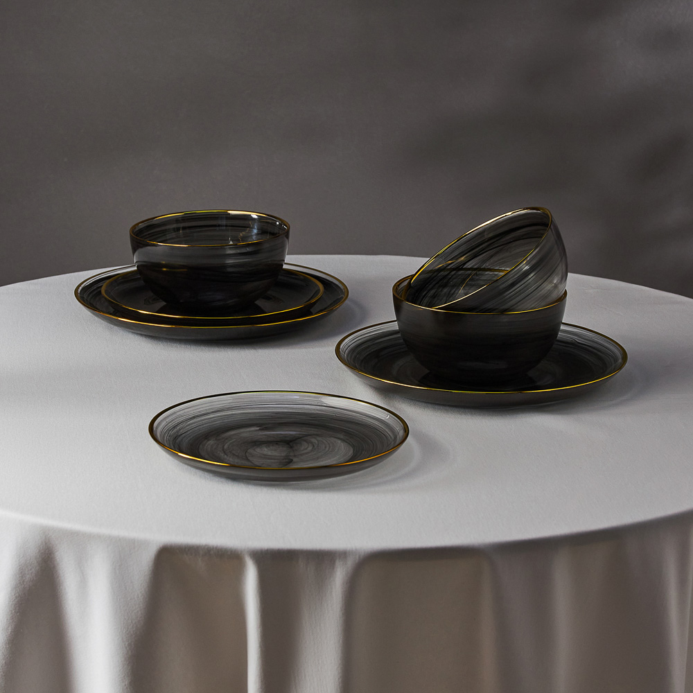 BY COLLECTION Black Line Салатник, 620мл, 15х7см, стекло, арт.№ 820-846