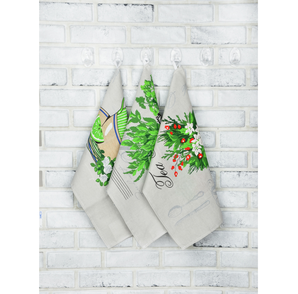 PROVANCE Полотенце кухонное, рогожка, 100% хлопок, 45х60см, "Полевые травы", 3 дизайна, арт.№ 434-084