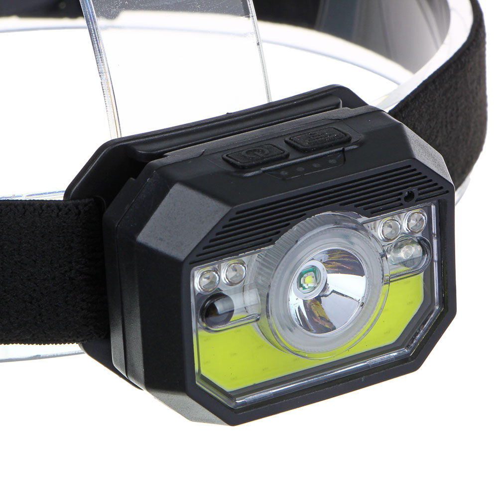 ЕРМАК Фонарь на голову,сенсорный,XPE COB LED,11 режимов,1000мАч,USВ, 6х4,5х3см,пластик,красный свет, арт.№ 221-072