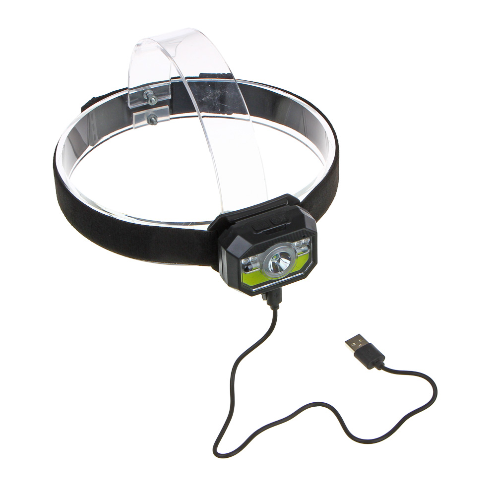 ЕРМАК Фонарь на голову,сенсорный,XPE COB LED,11 режимов,1000мАч,USВ, 6х4,5х3см,пластик,красный свет, арт.№ 221-072