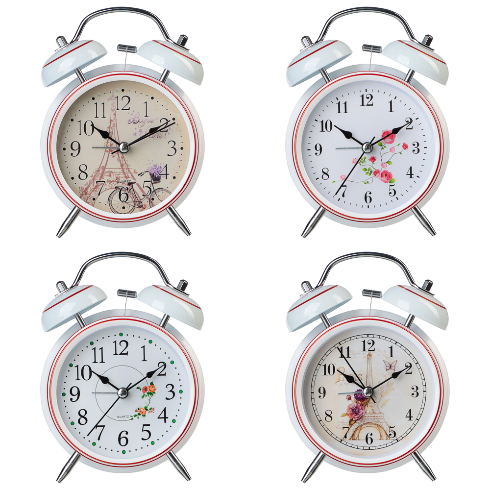 LADECOR CHRONO Будильник с подсветкой 16х11,5х5,5см, 1хАА металл, пластик, 4 дизайна, арт.№ 529-012