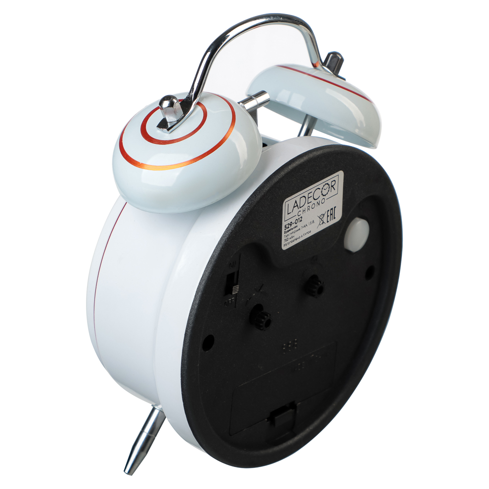 LADECOR CHRONO Будильник с подсветкой 16х11,5х5,5см, 1хАА металл, пластик, 4 дизайна, арт.№ 529-012