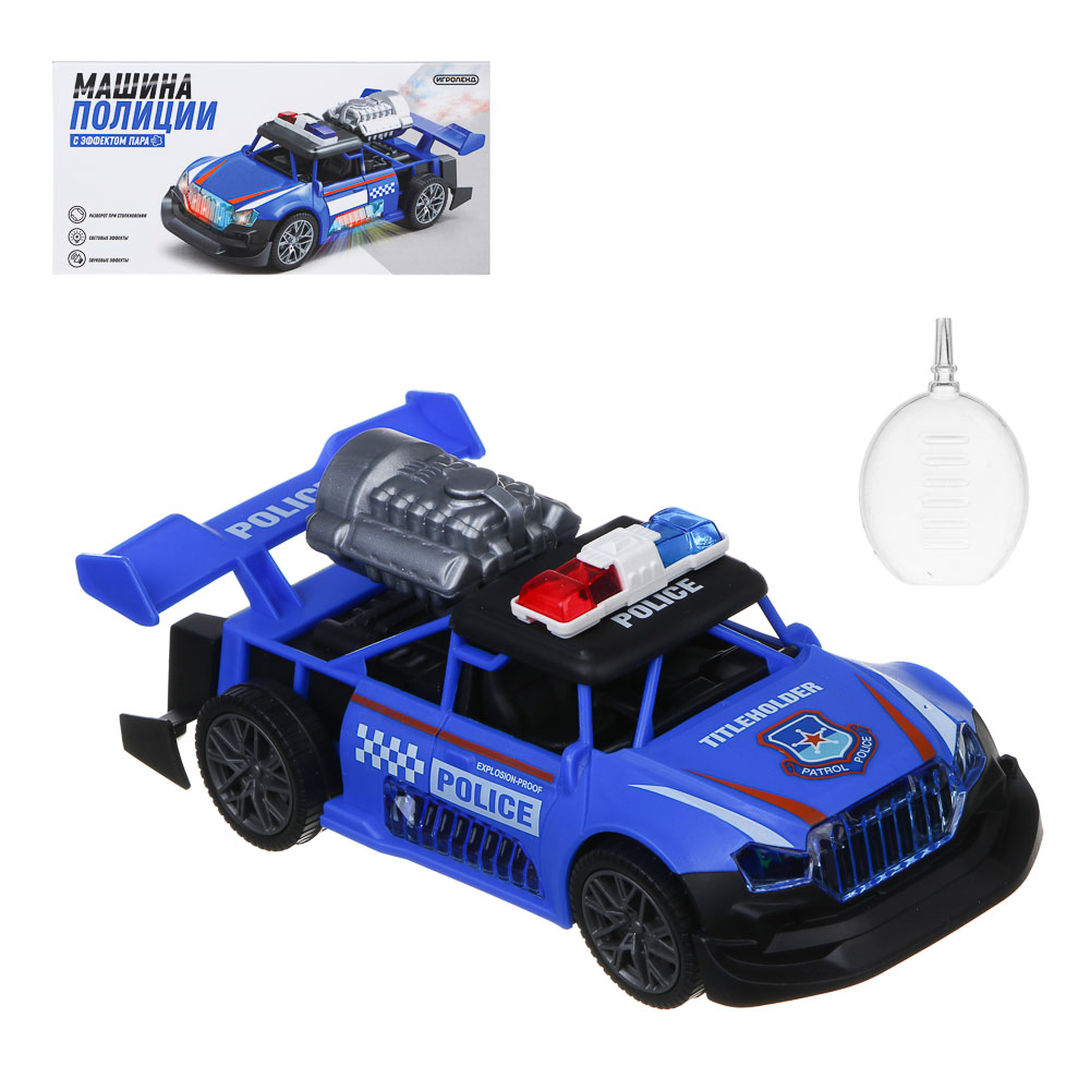 ИГРОЛЕНД Машина полиции, свет, звук, пар, 3хАА, PP, PS, 21,5х10,6х8,3 см, 2 дизайна, арт.№ 292-454
