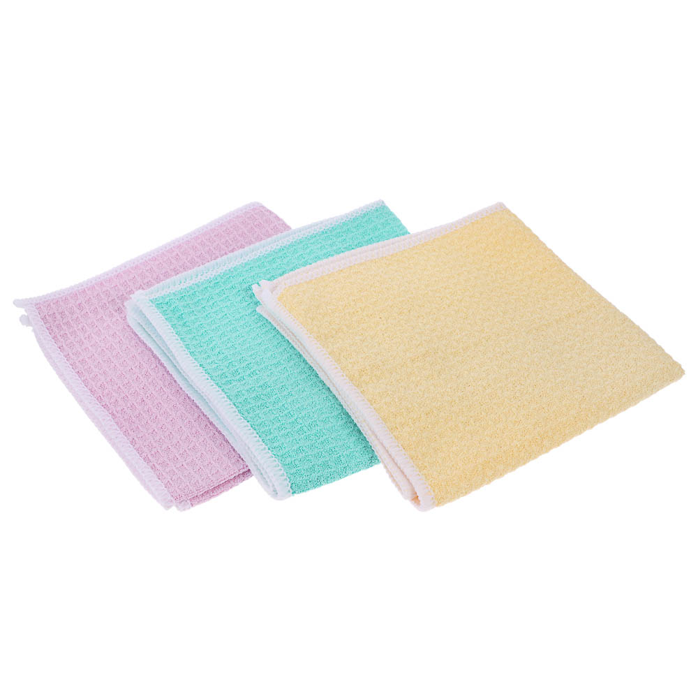 VETTA Салфетка из микрофибры вафельная махровая, 30х30см, 300г/кв.м., 3 цвета, арт.№ 448-078