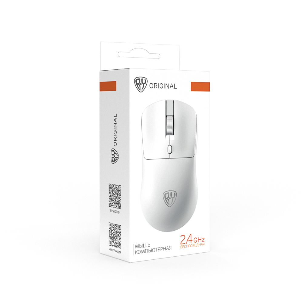 Компьютерная мышь беспроводная BY Office 2.4GHz,4D, тихий клик,800-1600DPI,SoftTouch,2xAАA,белый, арт.№ 405-084