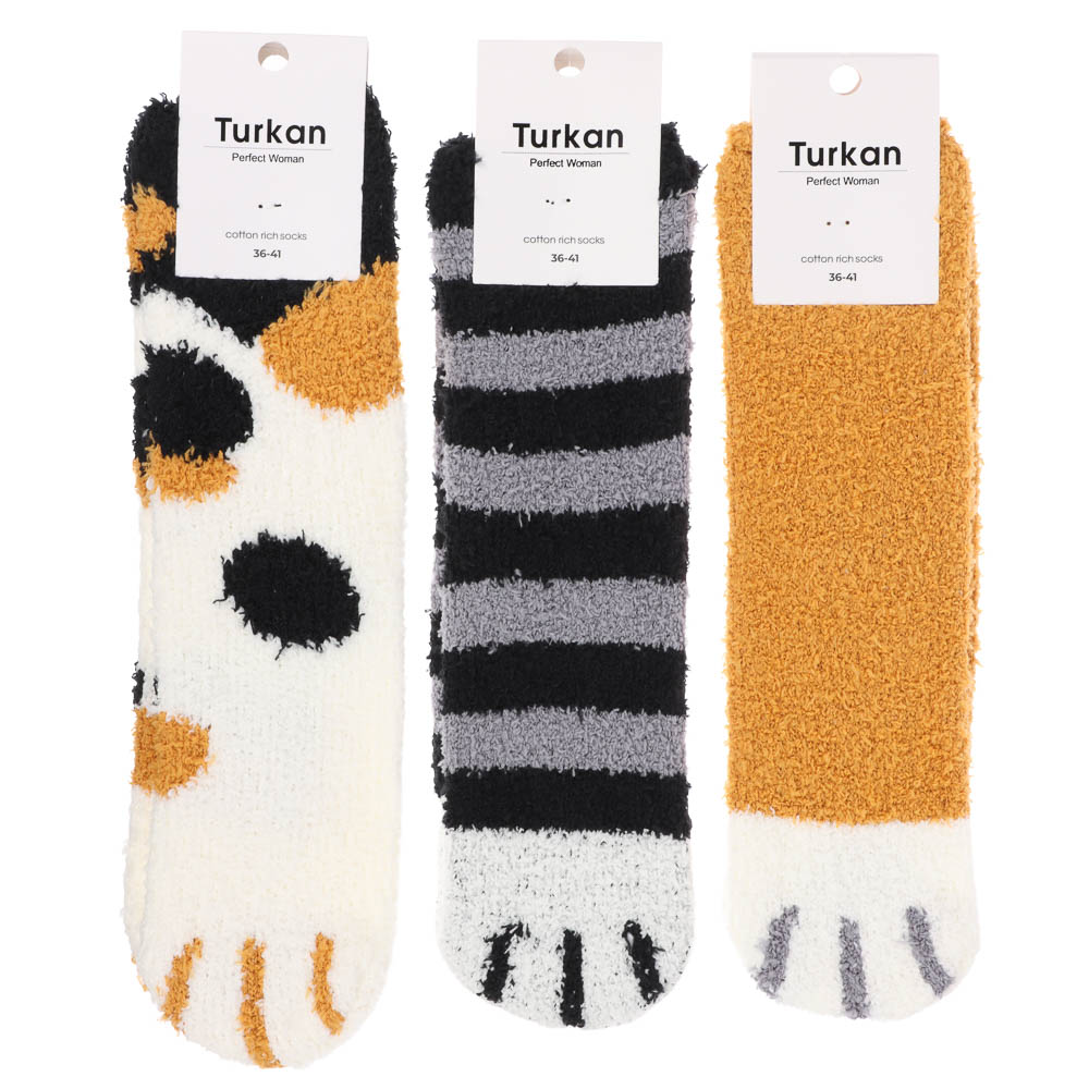 Носки женские, тм TURKAN, размер 36-41, 50% хлопок, 43% п/а, 7% лайкра, разноцветные H730, арт.№ 019-659