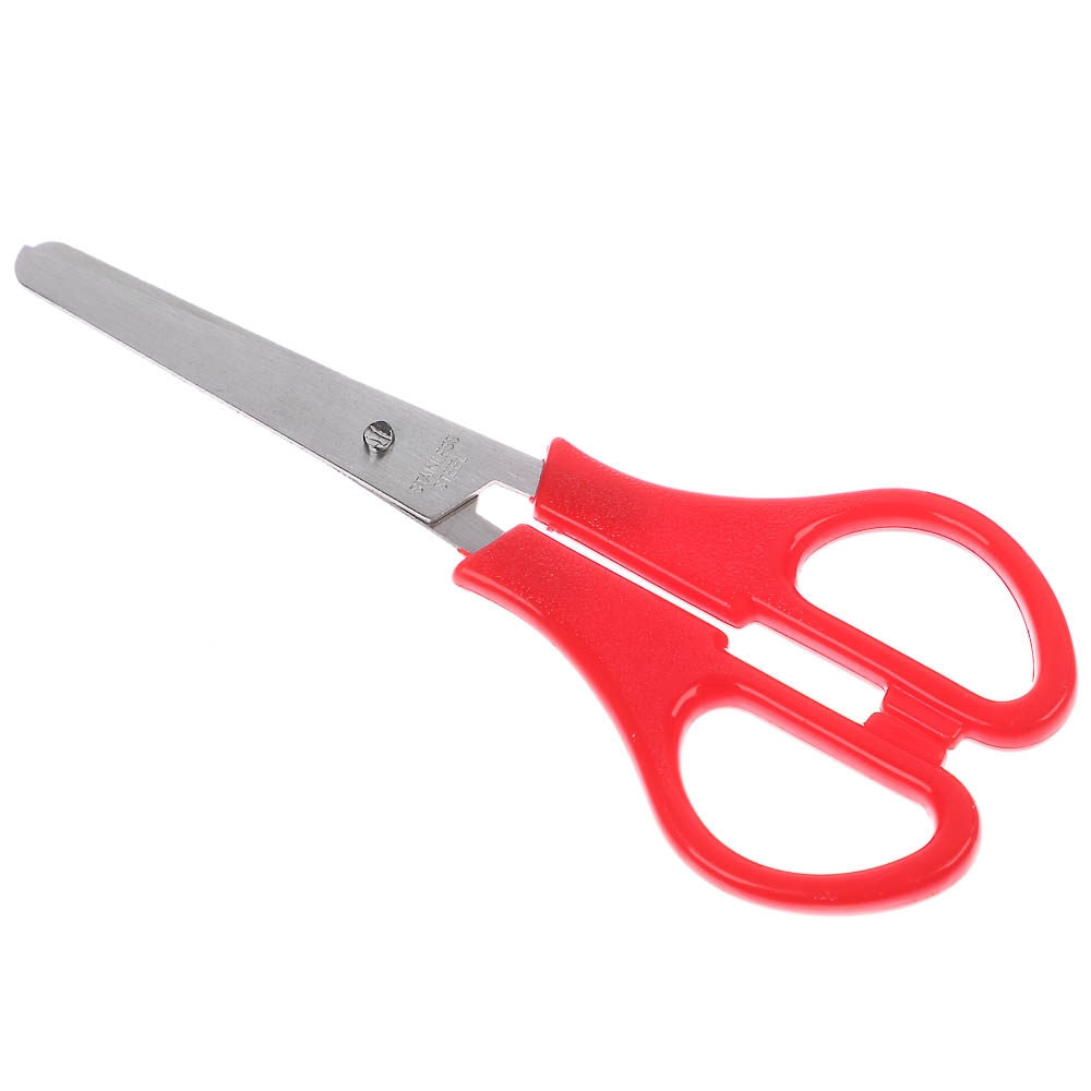 Ножницы школьные ClipStudio 13см с линейкой, пластиковые ручки, 3 цвета, на карточке с подвесом, арт.№ 583-177