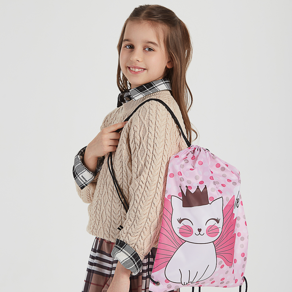 Котик с Крыльями Мешок для сменной обуви на завязках, 34,8x41,5см, полиэстер, арт.№ 233-003