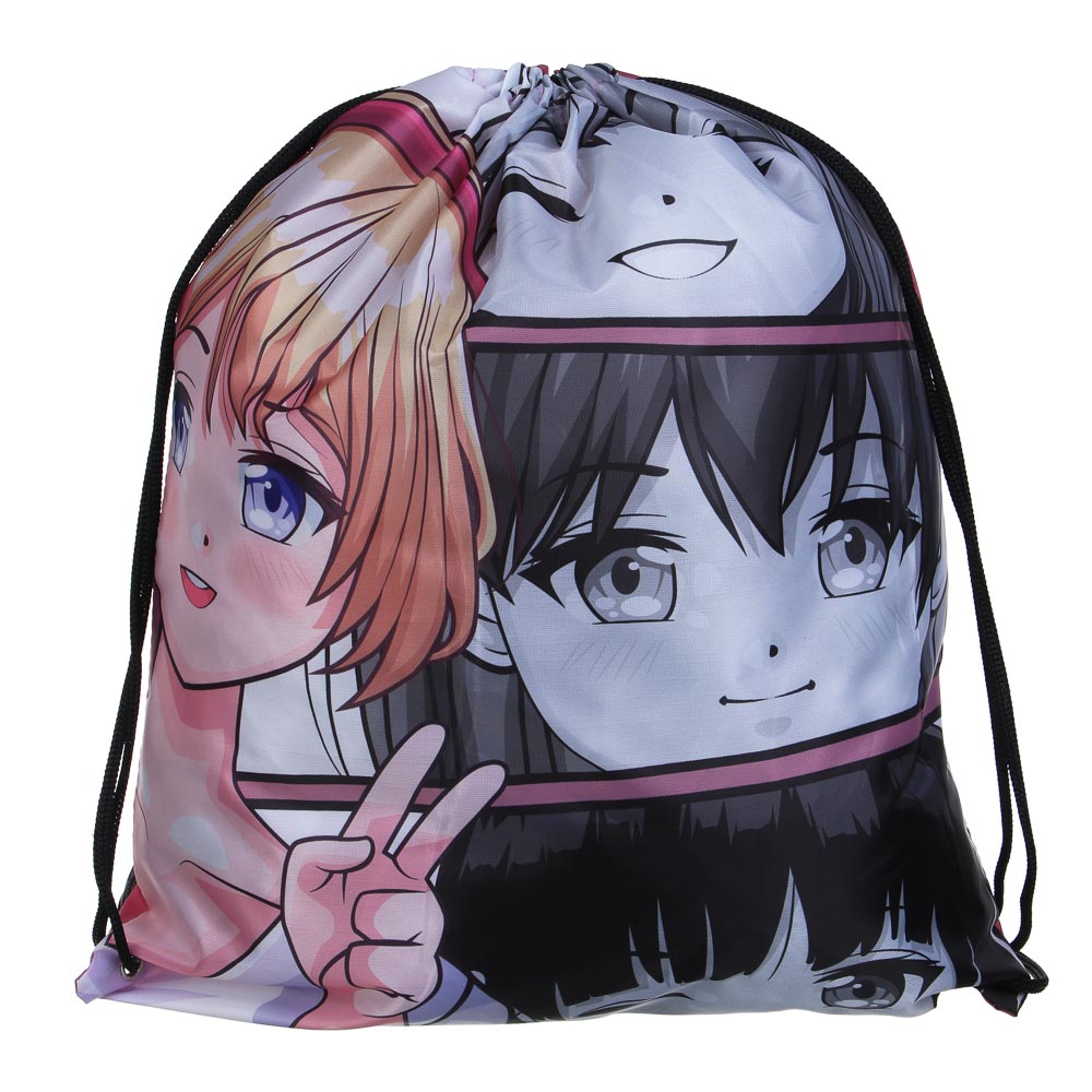 Мешок для сменной обуви на завязках, увеличенный размер 40x47см, полиэстер, "Микс", 6 дизайнов, арт.№ 233-005