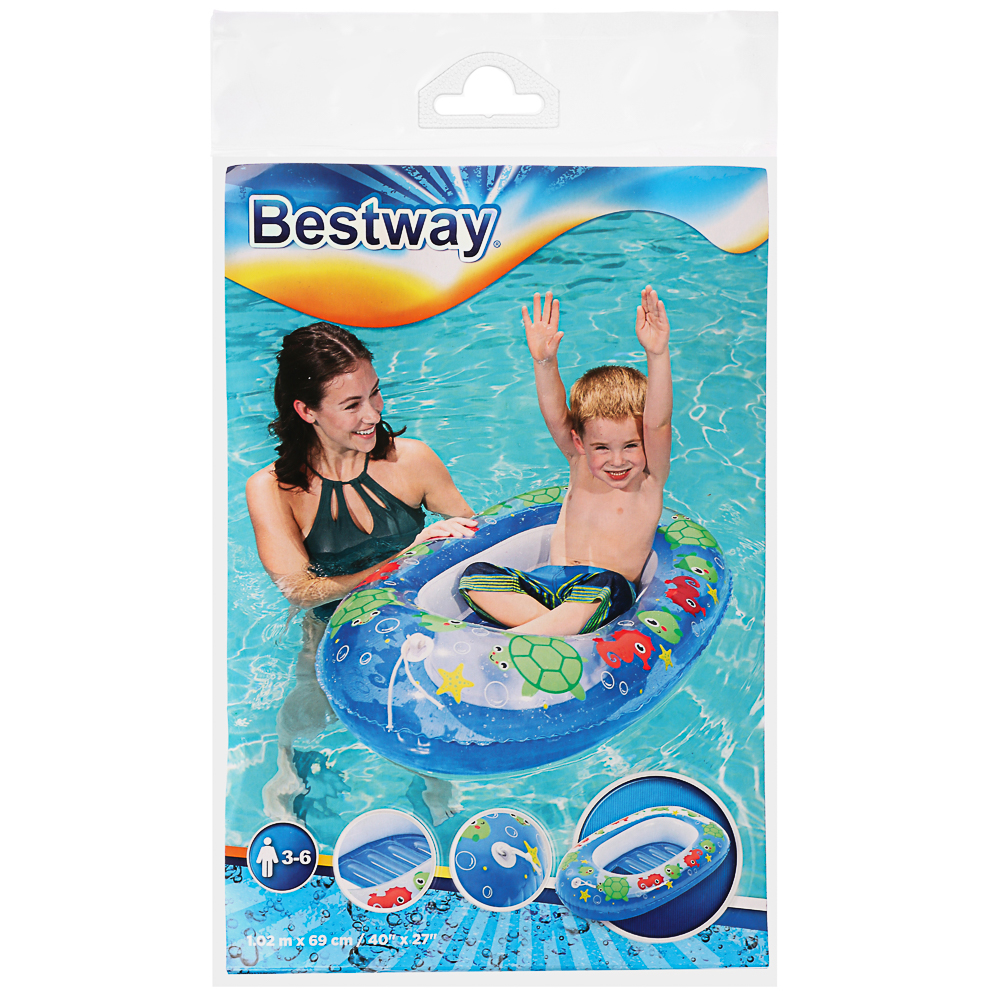 Лодочка для малышей тм BESTWAY "FLOATIN FRIENDS", ПВХ, 102х69см, от 3 лет, 34037, арт.№ 107-173
