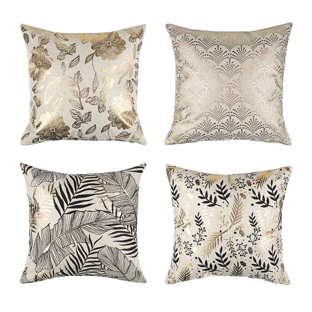 PROVANCE Наволочка декоративная рогожка 40х40см, 100% полиэстер, "Золото", 4 дизайна, арт.№ 497-037