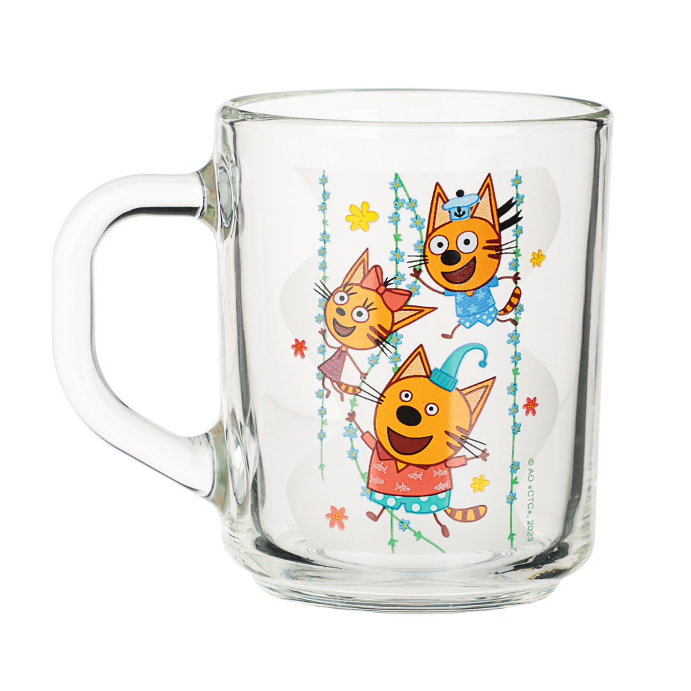 Кружка "Три кота, цветы" 230мл стекло, арт.№ 829-001