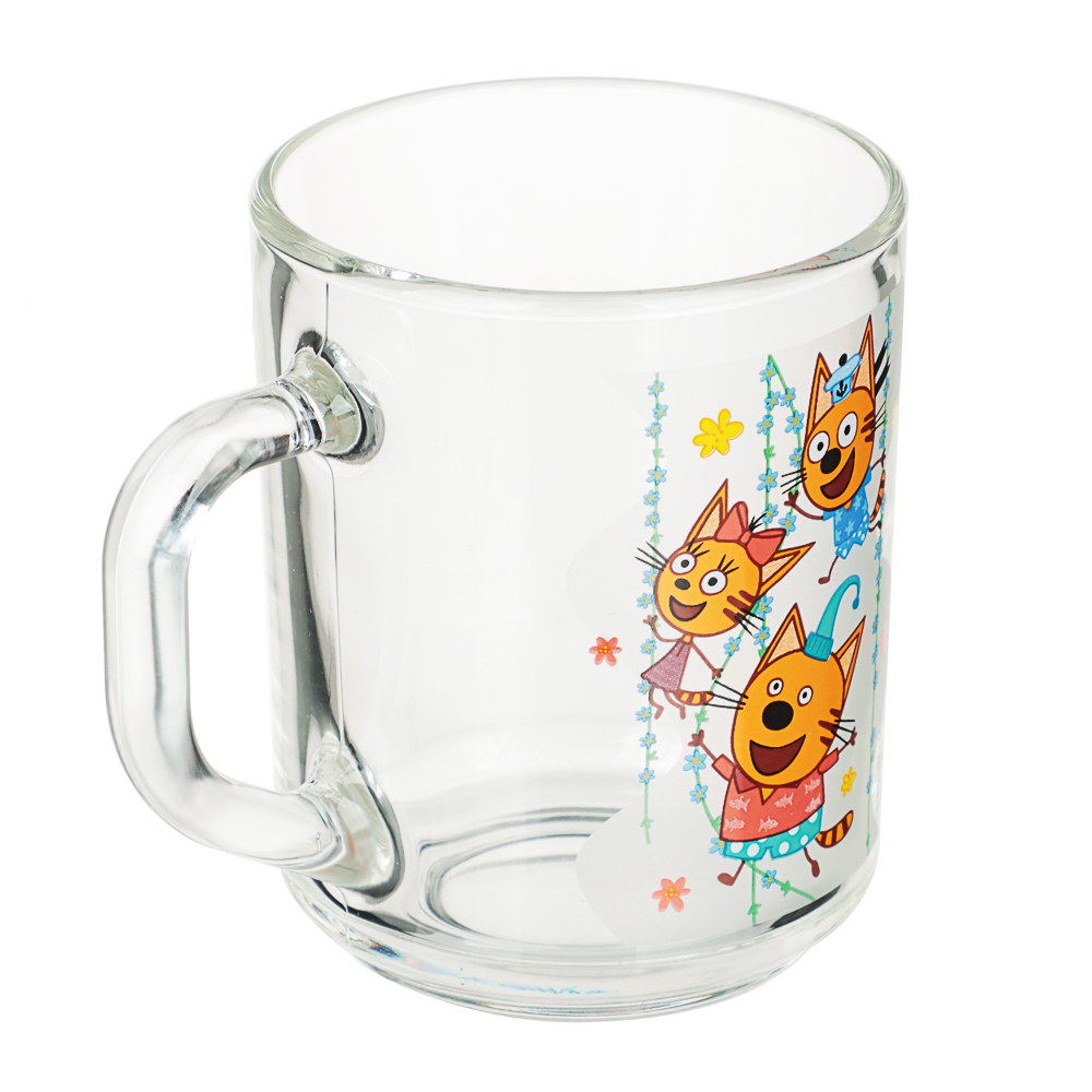Кружка "Три кота, цветы" 230мл стекло, арт.№ 829-001