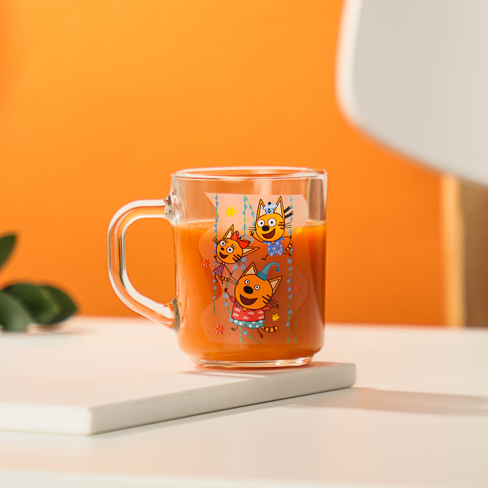 Кружка "Три кота, цветы" 230мл стекло, арт.№ 829-001