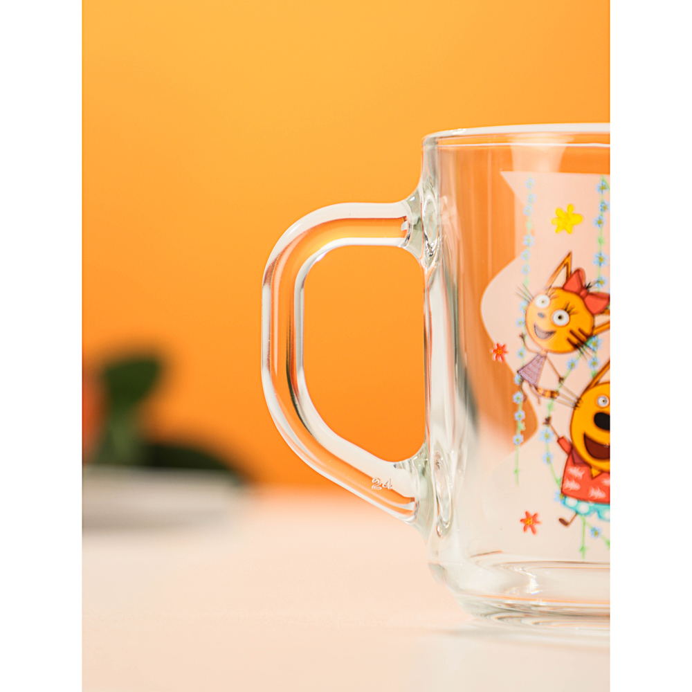 Кружка "Три кота, цветы" 230мл стекло, арт.№ 829-001