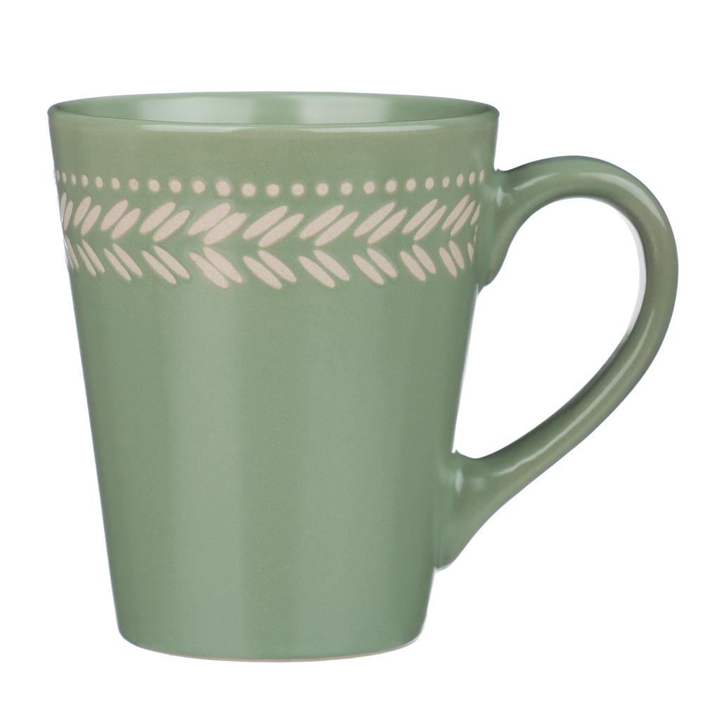 Кружка 330мл, тм MILLIMI Треция фисташковый, керамика, арт.№ 824-285
