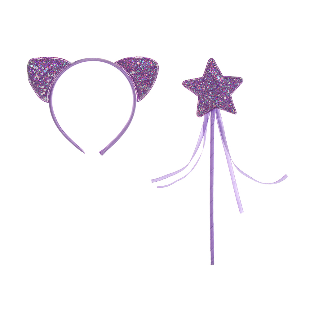 Набор 2 предмета (ободок и волшебная палочка), полиэстер, пластик, 5 дизайнов, арт.№ 585-063