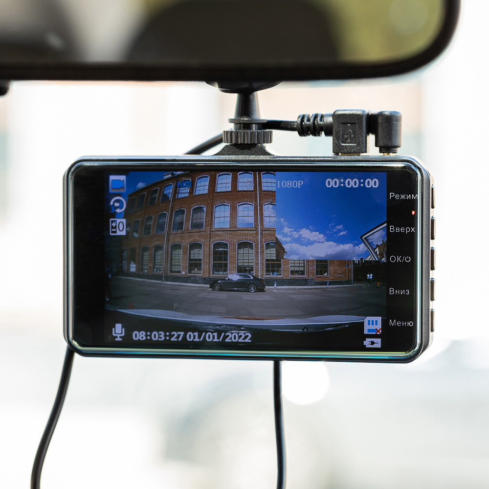 NG Видеорегистратор Full HD с 2 камерами, 150гр, дисплей 4", Micro-SD, 12/24 В 3.4М, пластик, арт.№ 717-009