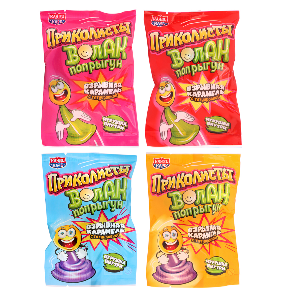Взрывная карамель с игрушкой и татуировкой "Приколисты. Волан-попрыгун" 1г, арт.№ 347-375