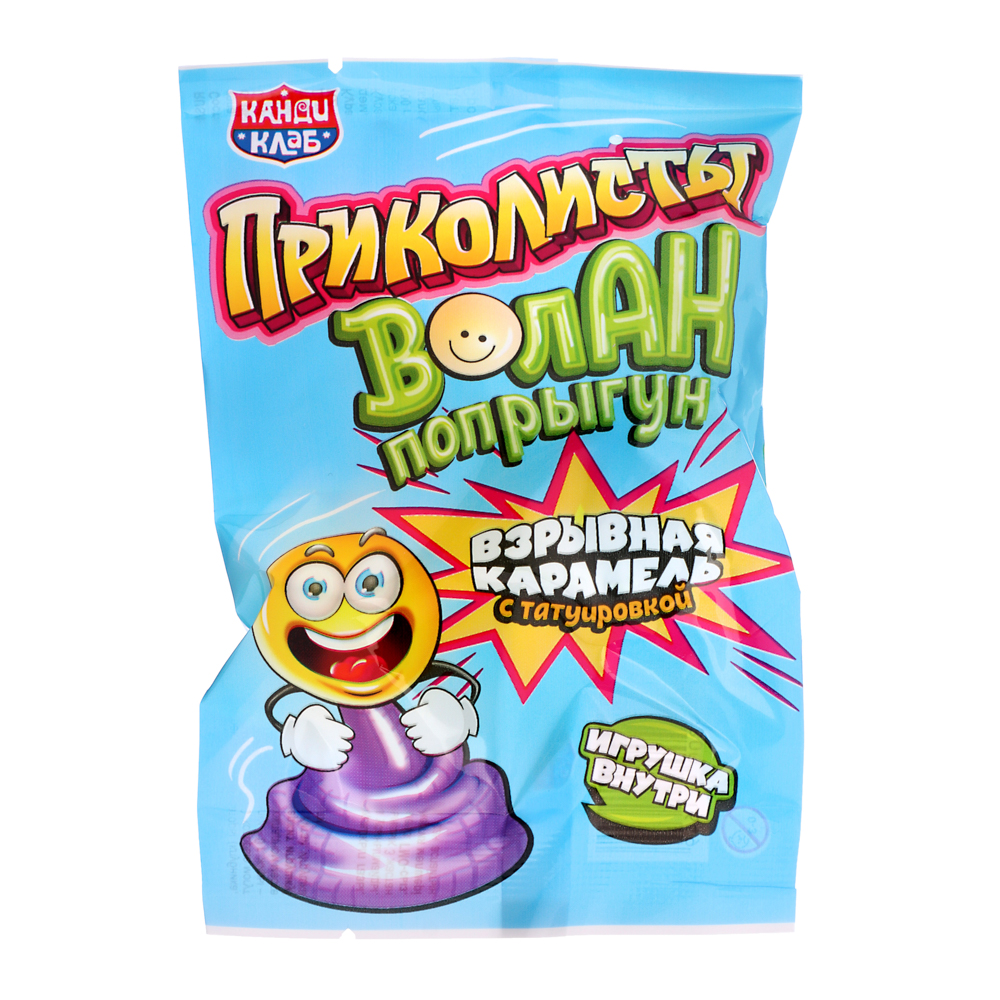 Взрывная карамель с игрушкой и татуировкой "Приколисты. Волан-попрыгун" 1г, арт.№ 347-375
