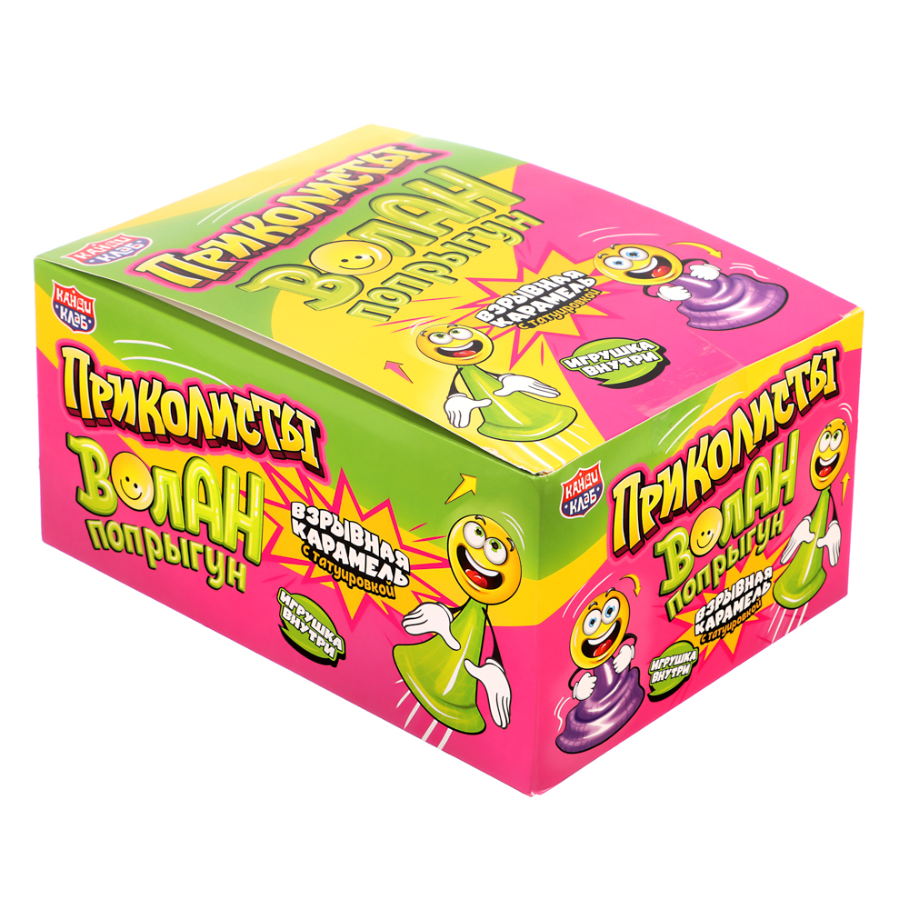 Взрывная карамель с игрушкой и татуировкой "Приколисты. Волан-попрыгун" 1г, арт.№ 347-375