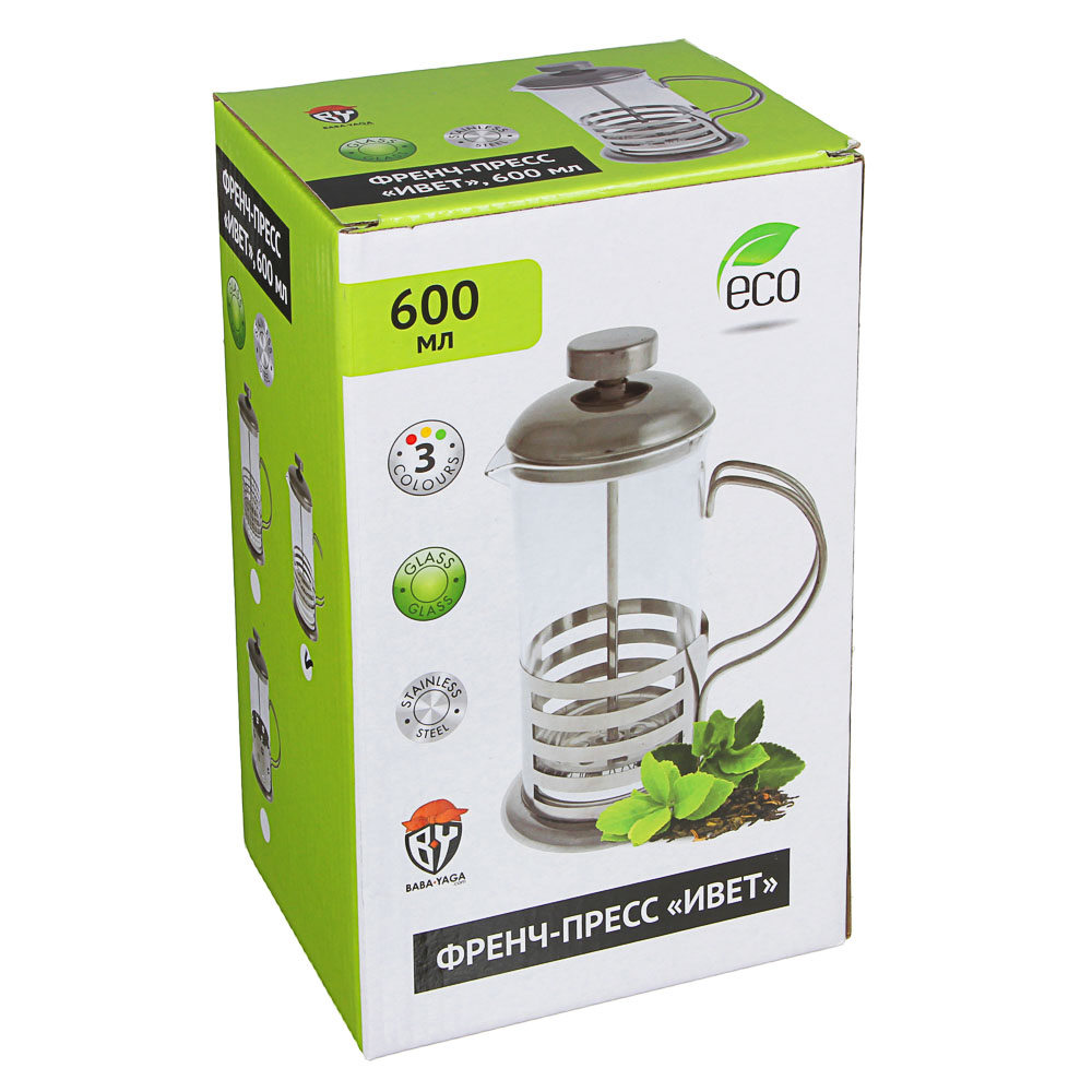 Френч-пресс, нерж.сталь, 600мл "Ивет", 4 дизайна, арт.№ 850-161