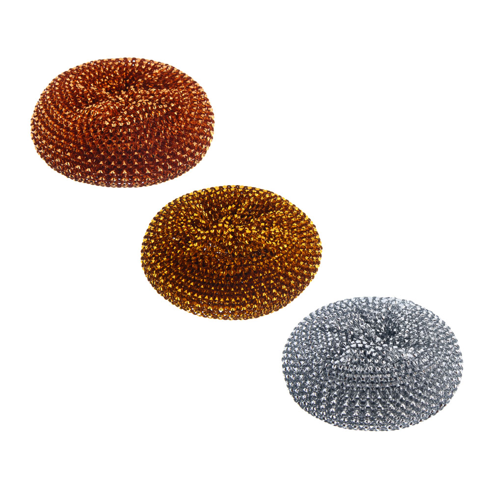 Набор губок для мытья посуды тм VETTA, "Бублик", 3 шт, 30 гр, металл, полиэтилентерефталат, арт.№ 441-281