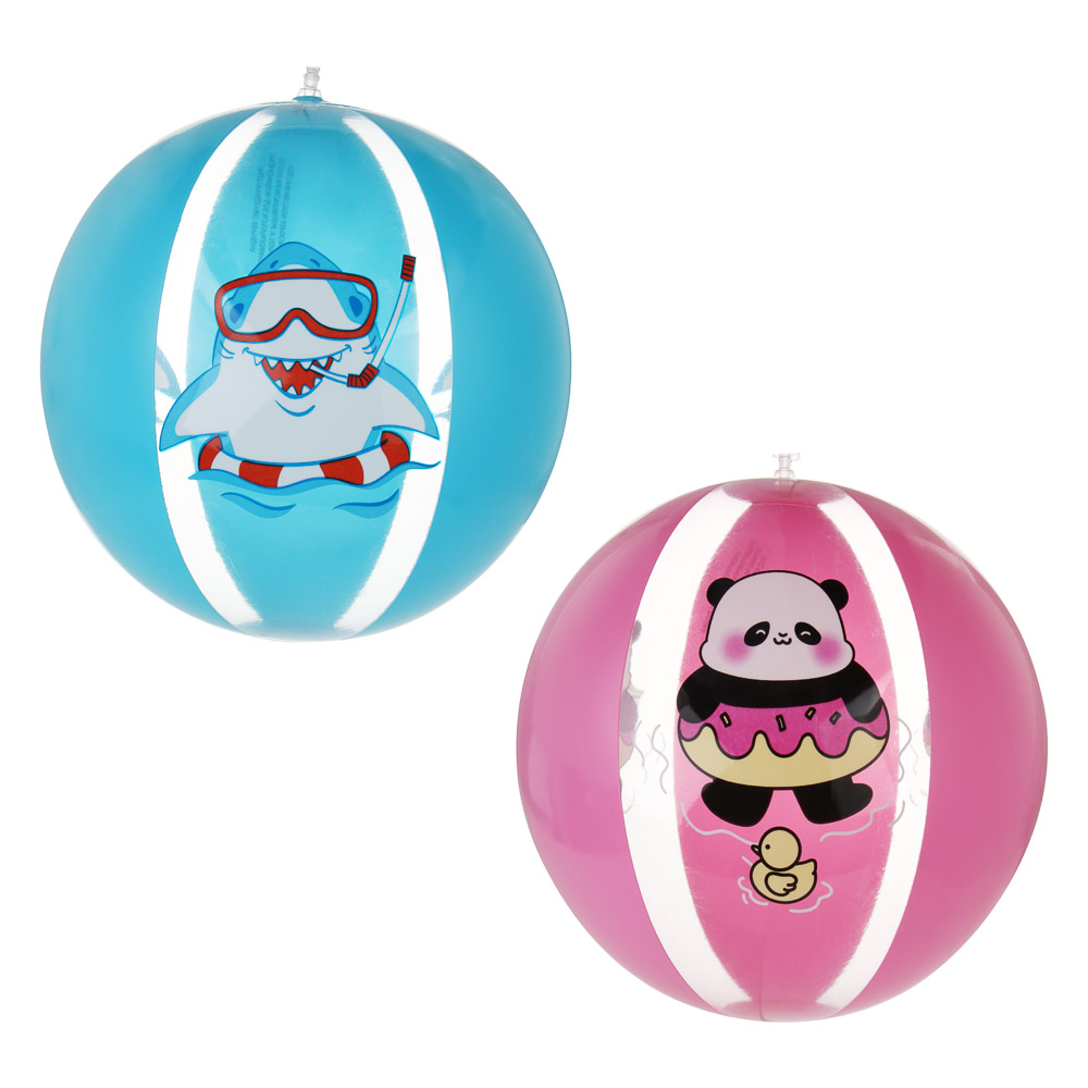 Мяч пляжный надувной, тм BY SPORT, 38см, ПВХ, 0.18мм, 2 дизайна, арт.№ 134-073