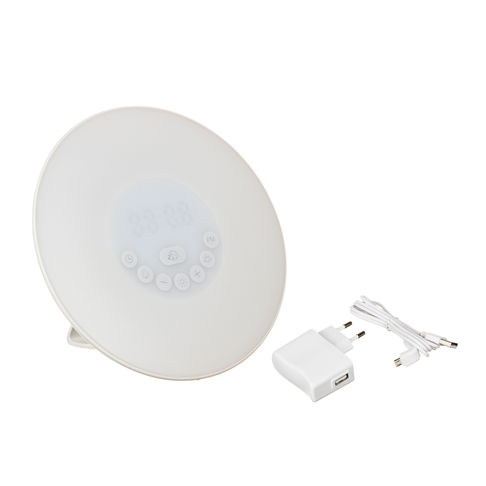LADECOR CHRONO Часы-будильник, 17х9,3см, LED, с эфф.рассвета, FM-радио, 2хААА или microUSB, пластик, арт.№ 529-193
