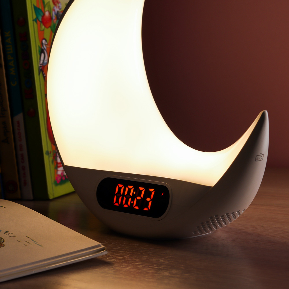 LADECOR CHRONO Часы-будильник, 20,6х7,6х20см, LED, с эфф.рассвета, FM-радио, ДУ, microUSB, пластик, арт.№ 529-194