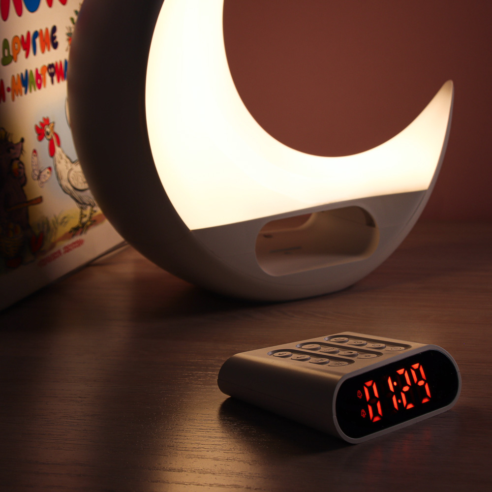 LADECOR CHRONO Часы-будильник, 20,6х7,6х20см, LED, с эфф.рассвета, FM-радио, ДУ, microUSB, пластик, арт.№ 529-194