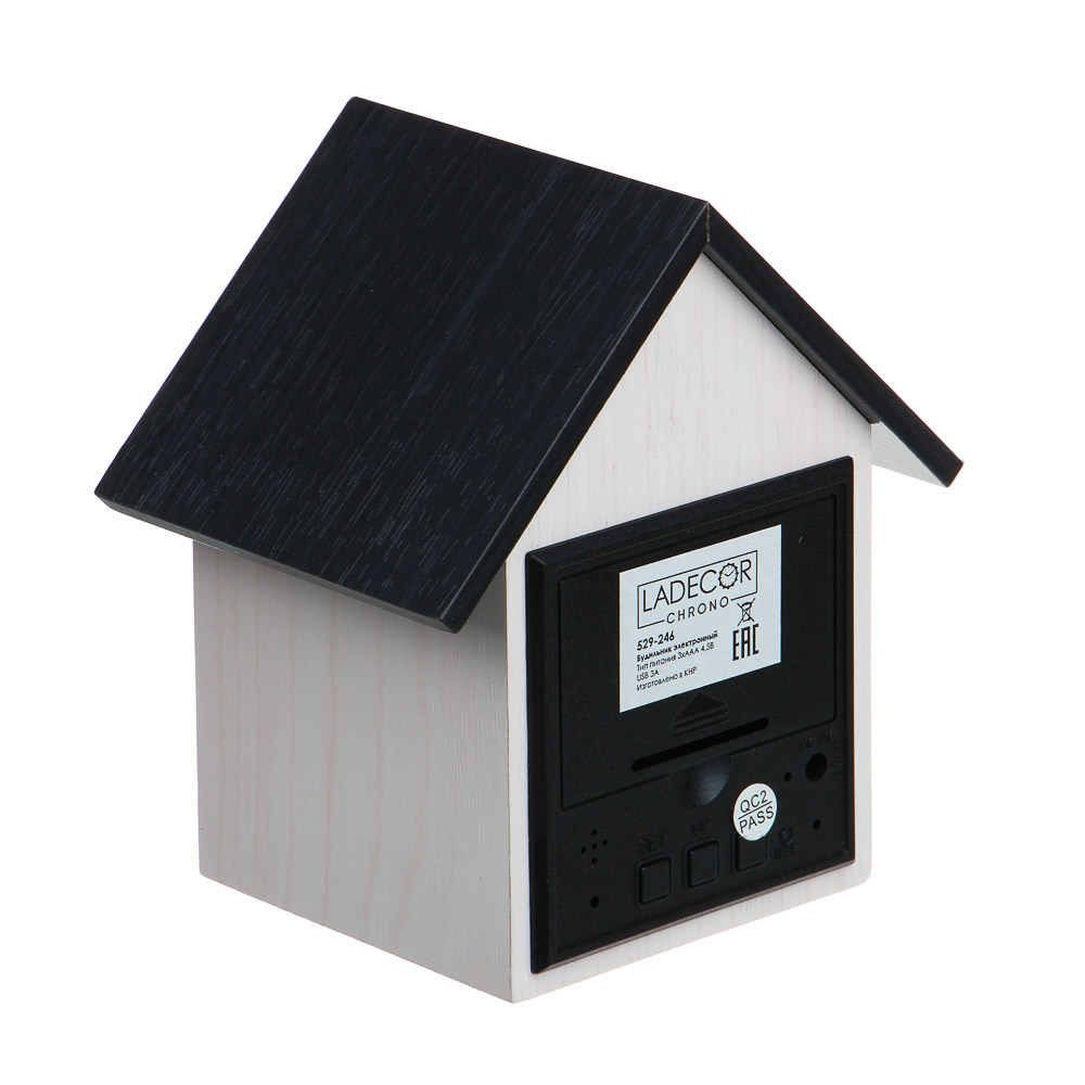 LADECOR CHRONO Будильник электронный, 10x11x7 см, USB, дерево, арт.№ 529-246