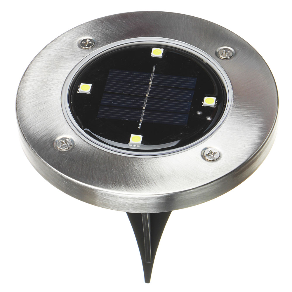 INBLOOM Фонарь на солн.батарее, d11.6см, 4LED*белый, 1xAA 300mAh 1.2V, пластик,нерж.сталь, арт.№ 185-056