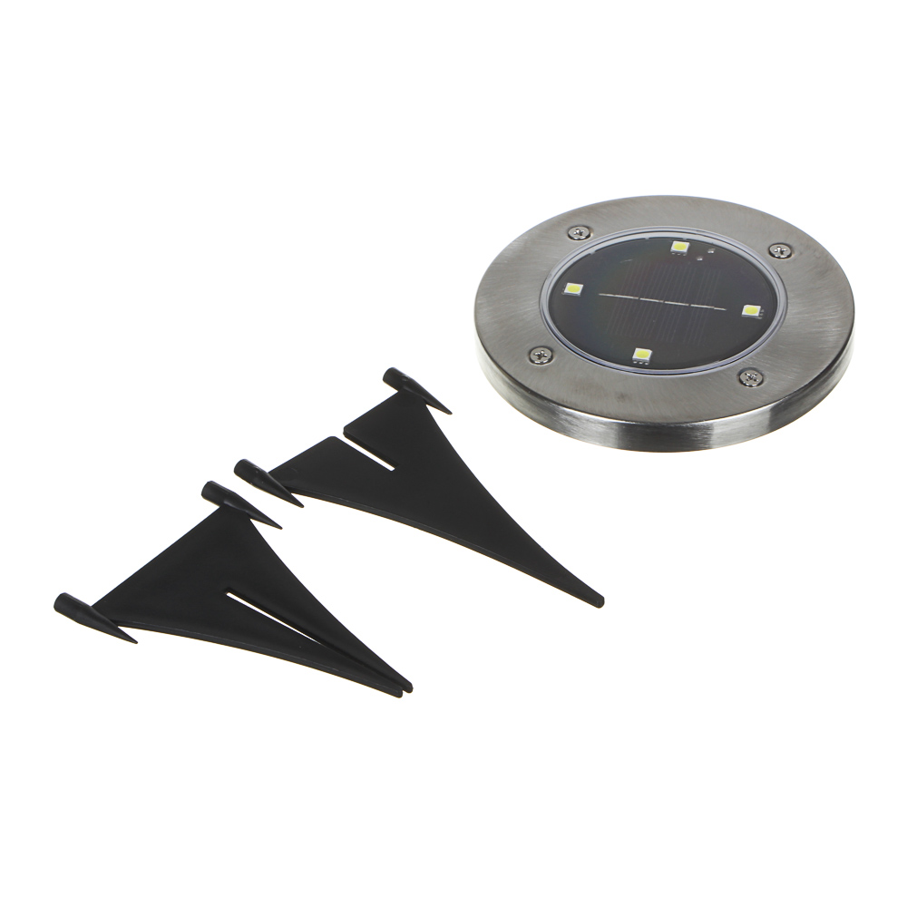 INBLOOM Фонарь на солн.батарее, d11.6см, 4LED*белый, 1xAA 300mAh 1.2V, пластик,нерж.сталь, арт.№ 185-056