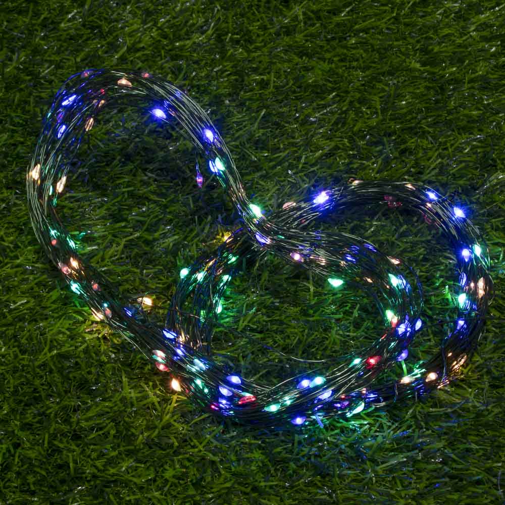 Гирлянда уличная нить росы на солнечной батарее 20 м INBLOOM, 200 LED, свечение шампань, 2 режима, 1000 мАч, арт.№ 185-064