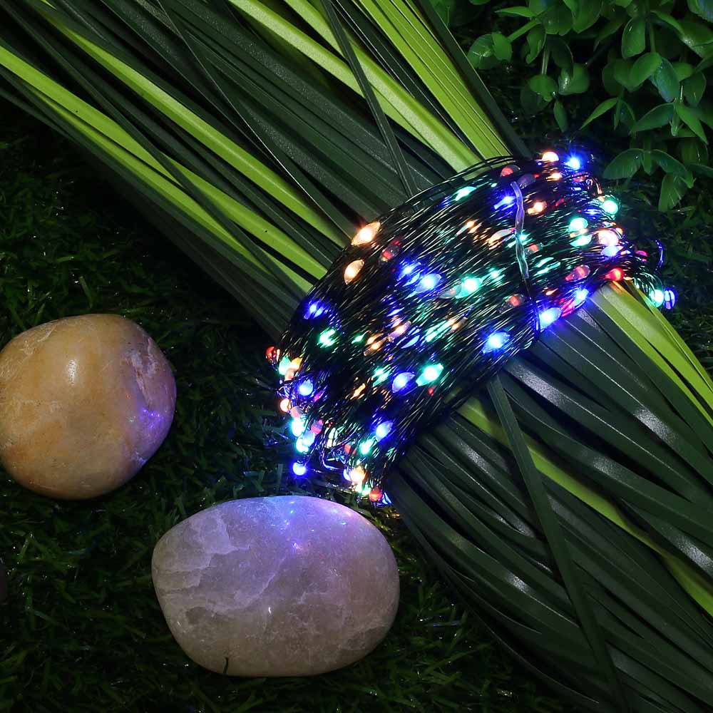 Гирлянда уличная нить росы на солнечной батарее 20 м INBLOOM, 200 LED, свечение шампань, 2 режима, 1000 мАч, арт.№ 185-064