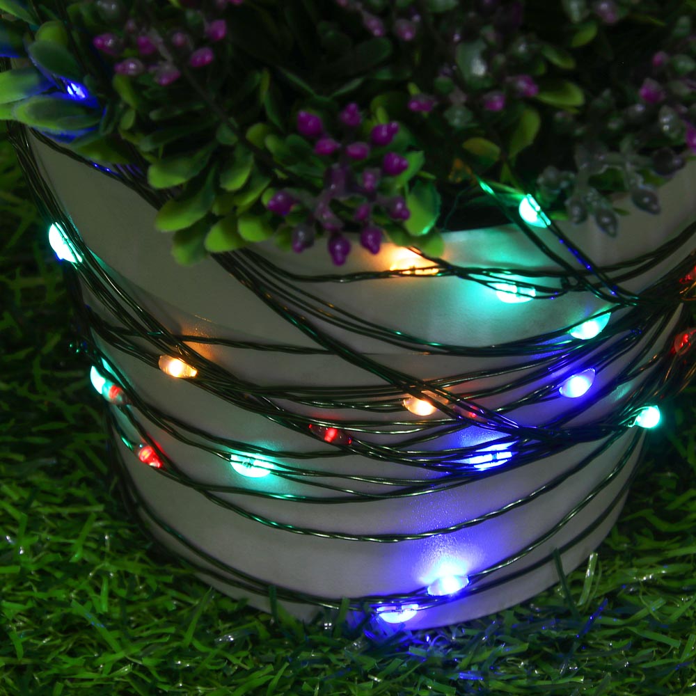 Гирлянда уличная нить росы на солнечной батарее 20 м INBLOOM, 200 LED, свечение шампань, 2 режима, 1000 мАч, арт.№ 185-064