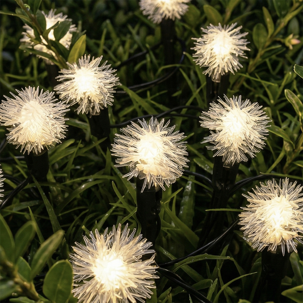 Гирлянда уличная одуван на солнечной батарее 5 м INBLOOM, 20 LED, свечение шампань, 2 режима, провод ПВХ зеленый, 600 мАч, арт.№ 185-066