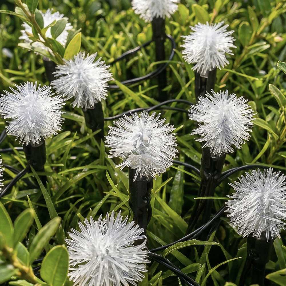 Гирлянда уличная одуван на солнечной батарее 5 м INBLOOM, 20 LED, свечение шампань, 2 режима, провод ПВХ зеленый, 600 мАч, арт.№ 185-066