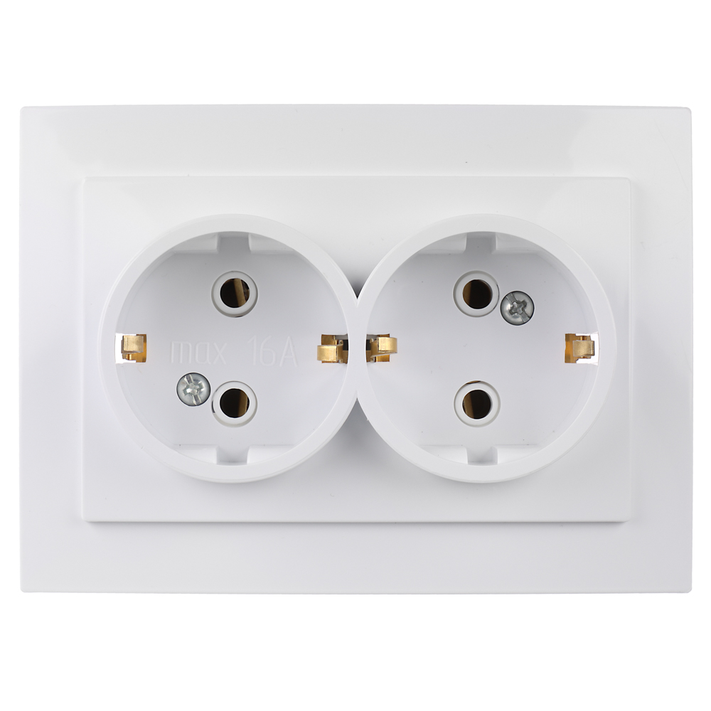 Розетка двухместная скрытой установки FORZA с заз.RS 16-238-Б, 250В, 16А, IP20, 116x84x48, белая, арт.№ 904-017