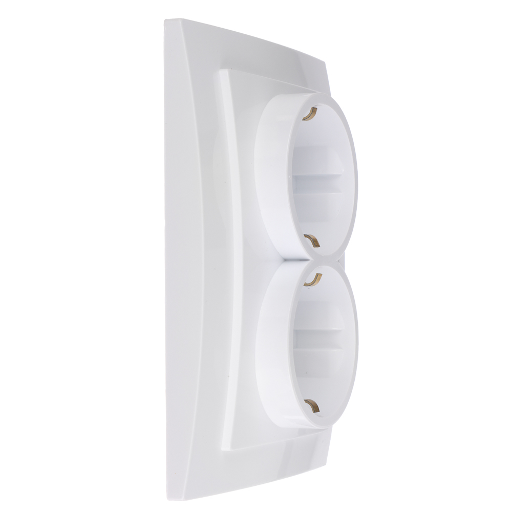 Розетка двухместная скрытой установки FORZA с заз.RS 16-238-Б, 250В, 16А, IP20, 116x84x48, белая, арт.№ 904-017