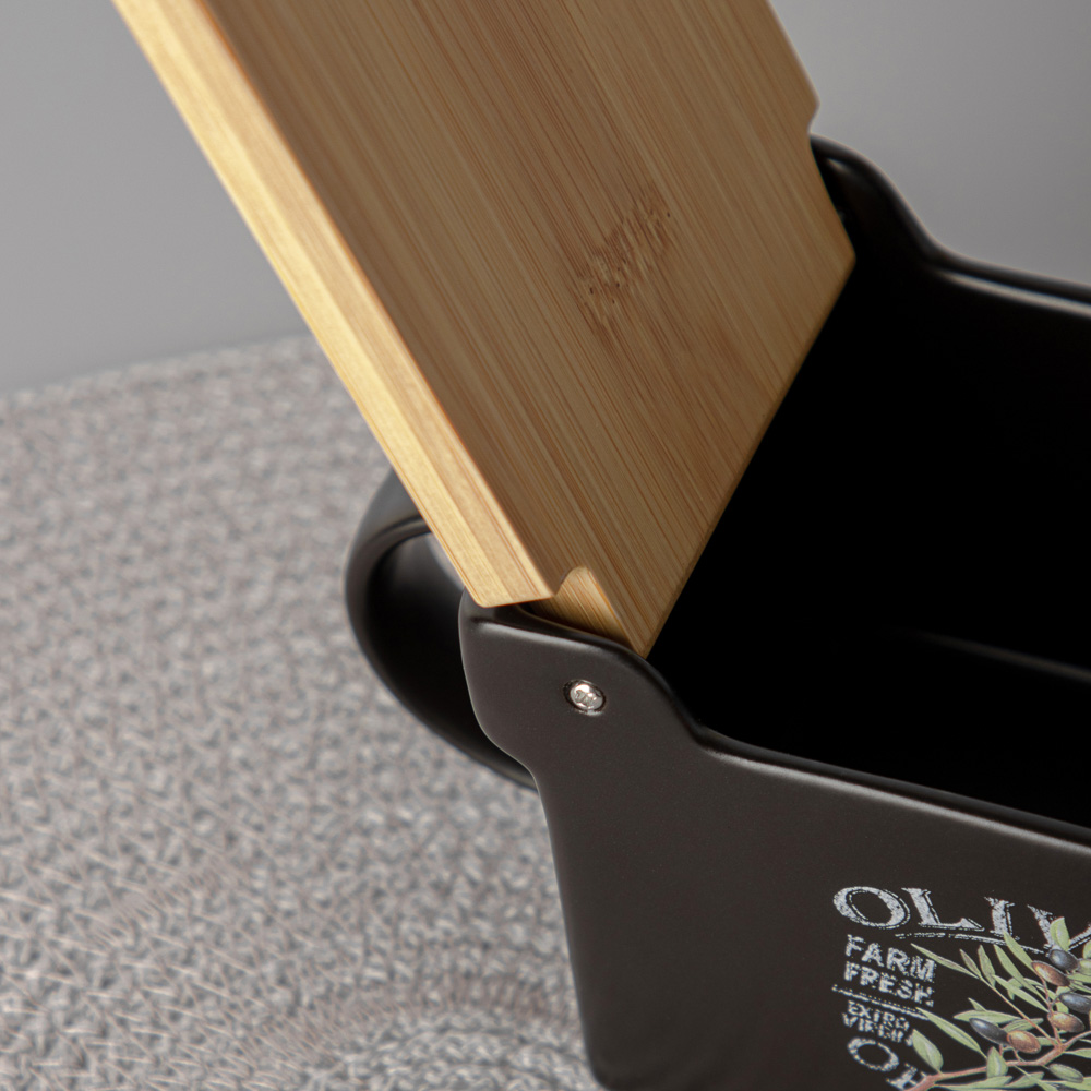 MILLIMI Олива Банка для соли, 15,5х9х7,5см, керамика, бамбук, арт.№ 824-009