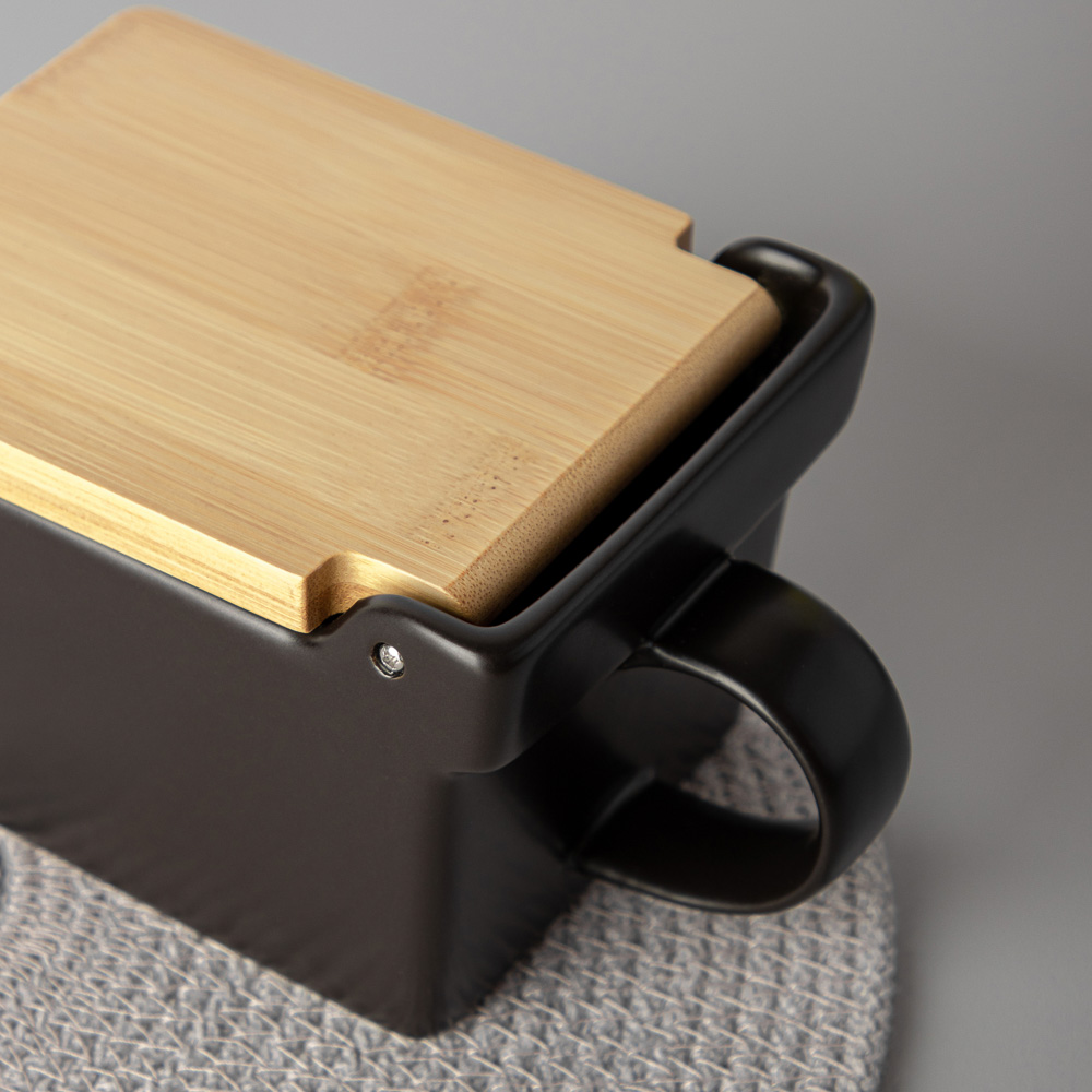 MILLIMI Олива Банка для соли, 15,5х9х7,5см, керамика, бамбук, арт.№ 824-009