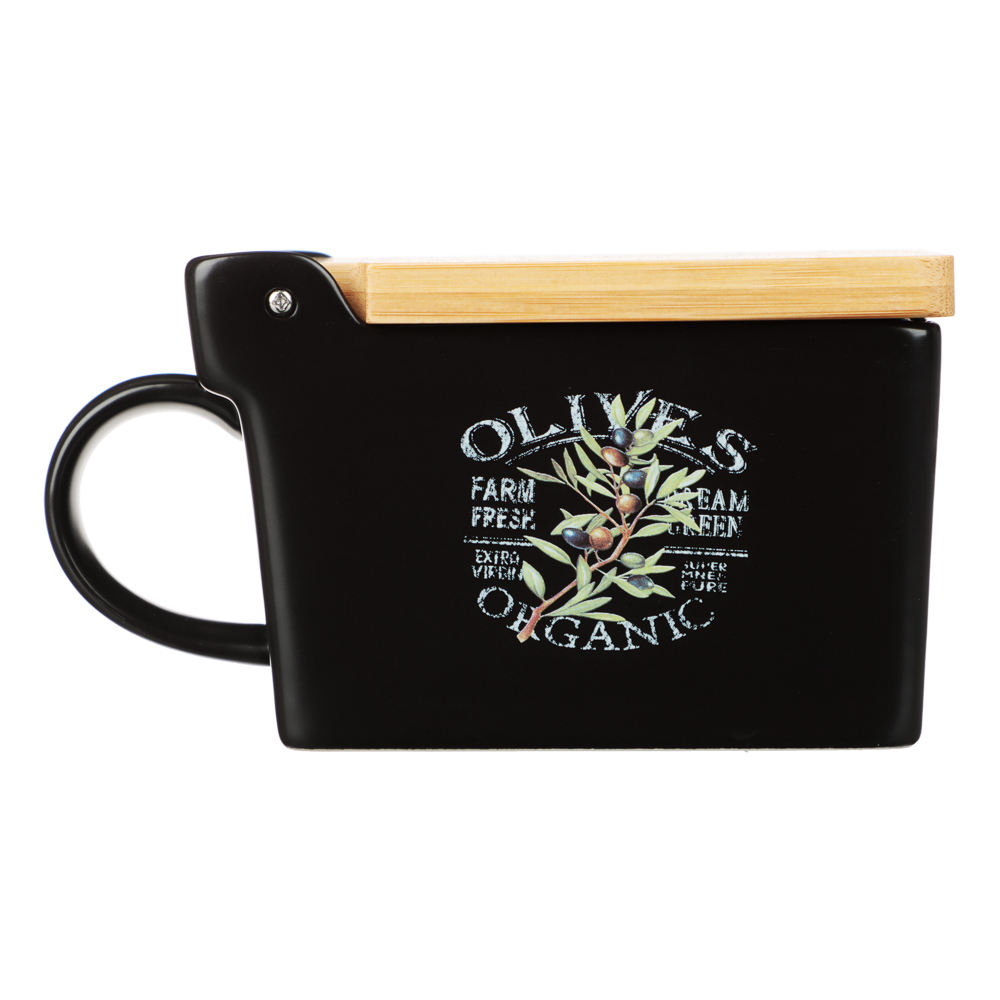 MILLIMI Олива Банка для соли, 15,5х9х7,5см, керамика, бамбук, арт.№ 824-009