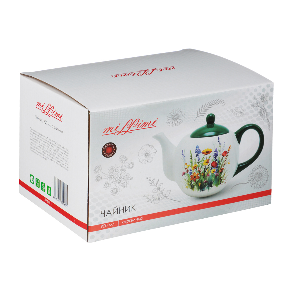 MILLIMI Полевые цветы Чайник, 900мл, керамика, арт.№ 824-011
