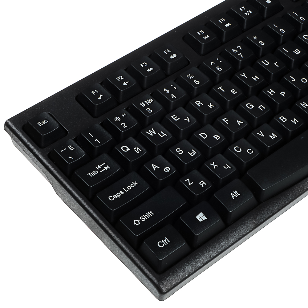 Клавиатура проводная FORZA Usual, мембранная, 104кл.,белая кириллица, USB, каб. 150см,черный, арт.№ 405-111