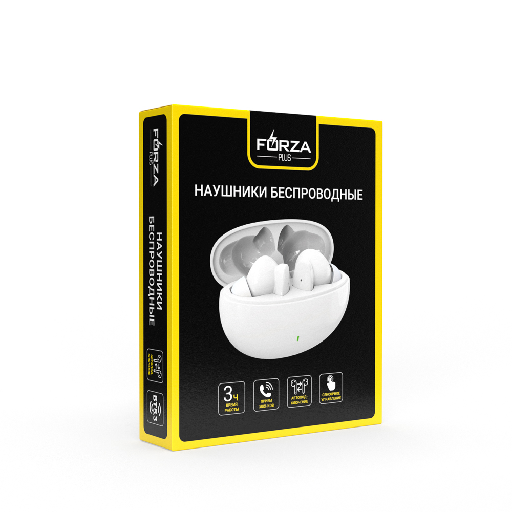 Наушники беспроводные TWS FORZA StereoPods, 30/200 mAh, BT:5.3, белый, арт.№ 410-279