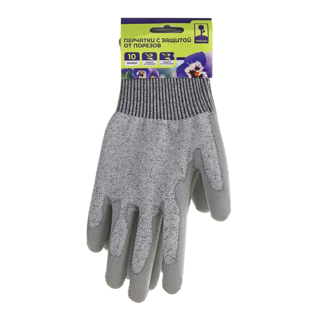 INBLOOM PROF+ Перчатки с ПУ полуобливом, ПЭ, полиэстер, защита от порезов ур.5, р.10, 24см, 55г, арт.№ 180-002