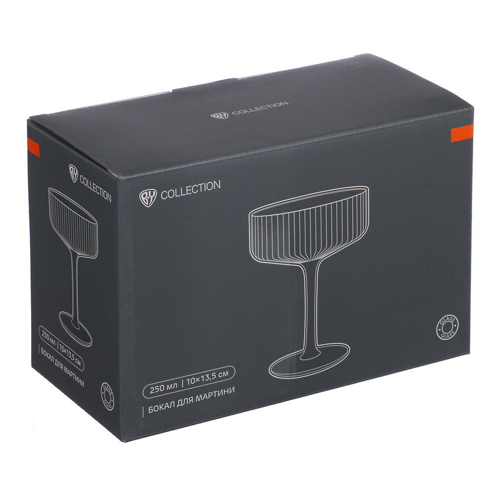 BY COLLECTION Black Line Набор бокалов для мартини, 2шт., 280 мл, 10х14 см, стекло, арт.№ 820-849